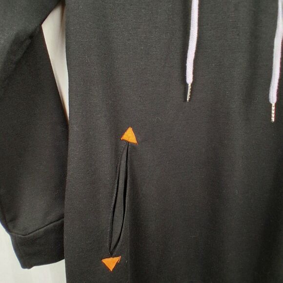 BIUBIU Mini Sweatshirt Dress Size M Black Long Sleeve Hooded Casual Relax - Picture 4 of 11